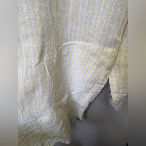 Tahari Women’s 100% Linen Tunic Dress Yellow  & White Size Large - Picture 8 of 9